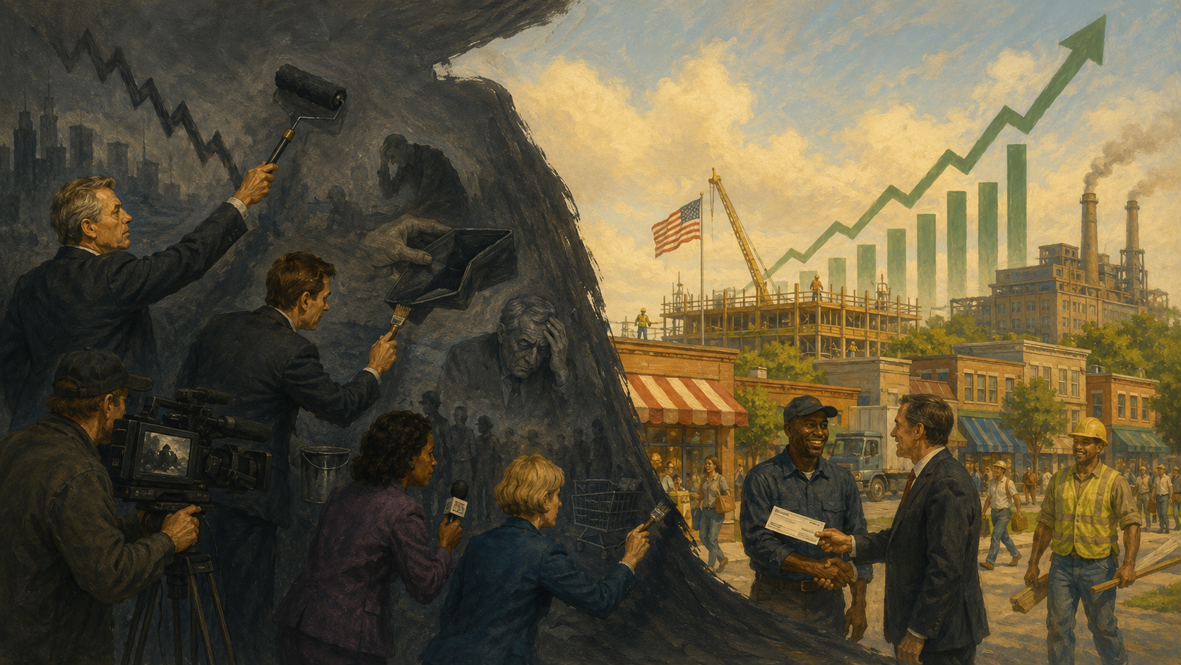Media figures paint a gloomy economy while a brighter reality is hidden behind it.